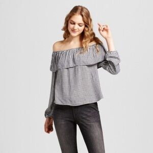 Women’s Mossimo Co. plaid black white shirt large!